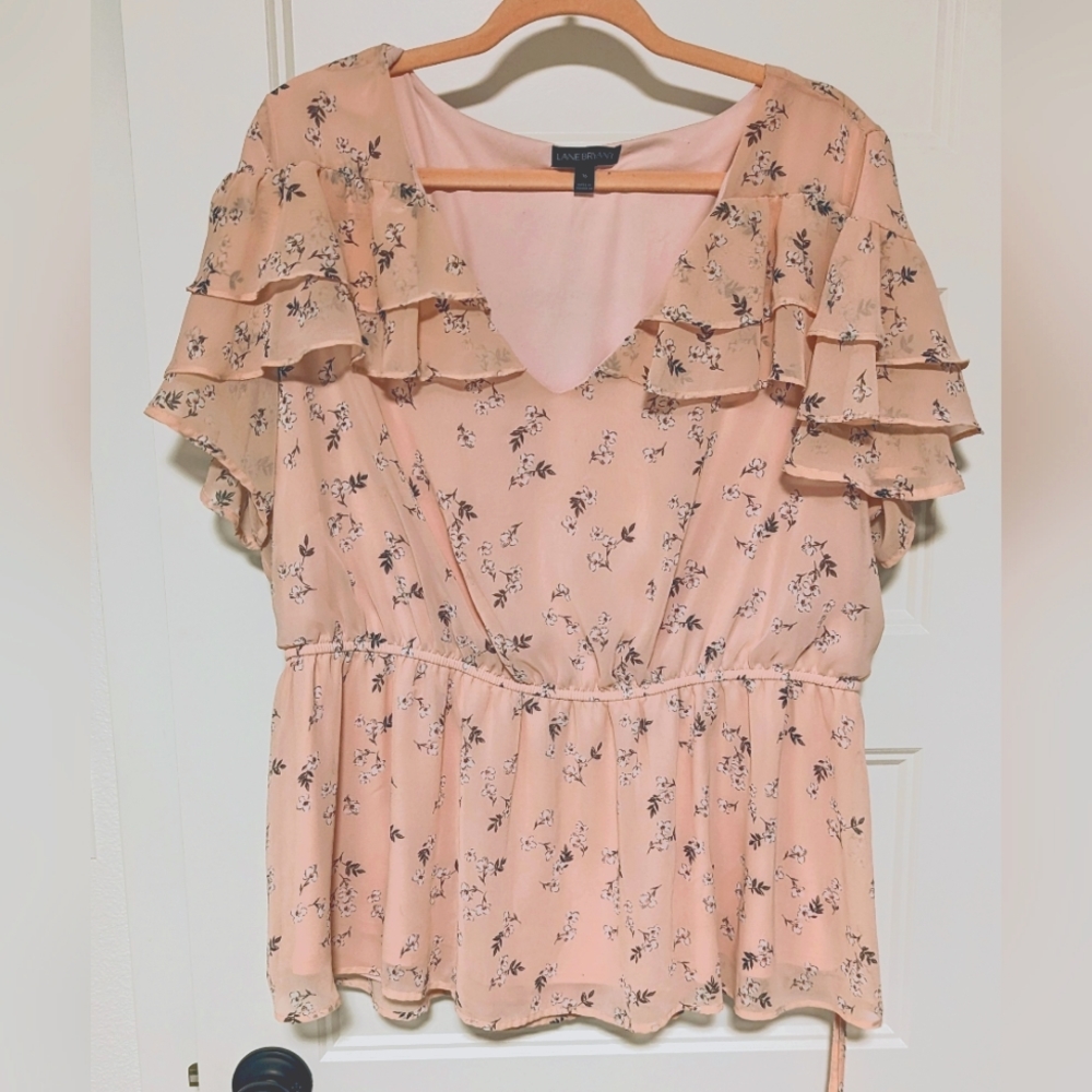 Lane Bryant V Neck Ruffle Blouse